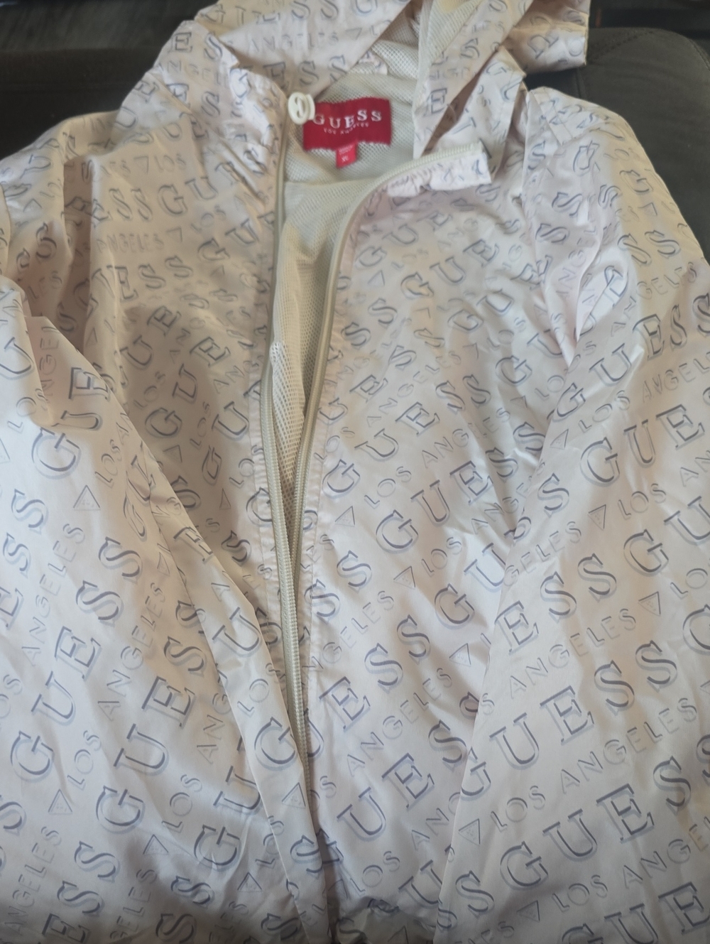 Guess White Jacket with Light Gray Logo Print XL